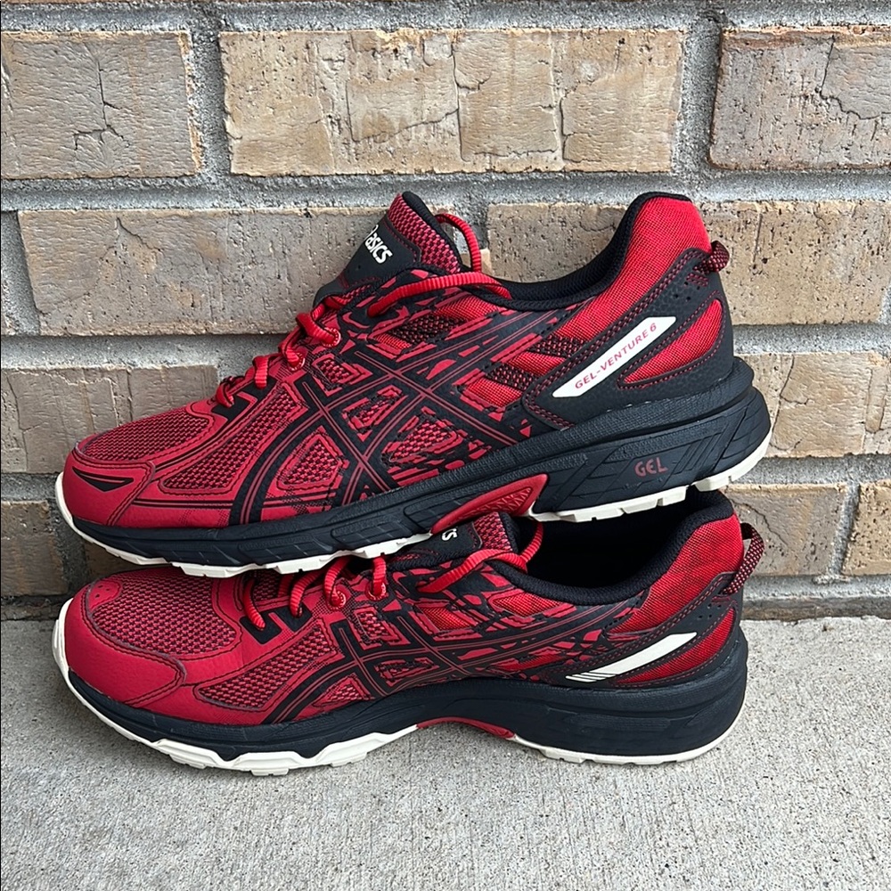 ASICS Red and Black Athletic Running Shoes